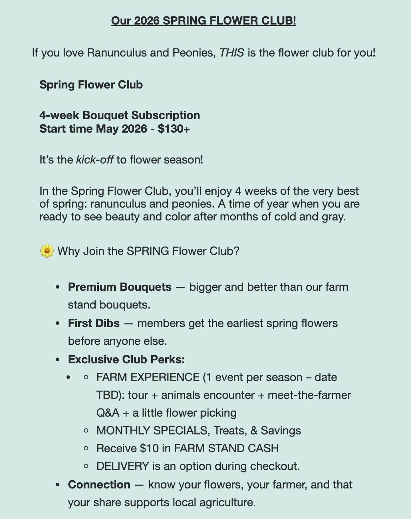 πΌ 2026 SPRING Flower Club!
π€© 10-day launch! Begins Tuesday, November 4th! Exclusive perks and the biggest discount of the season!
π Be on the lookout for our grand prize giveaway for those who purchase 3 or more flower programs!!
