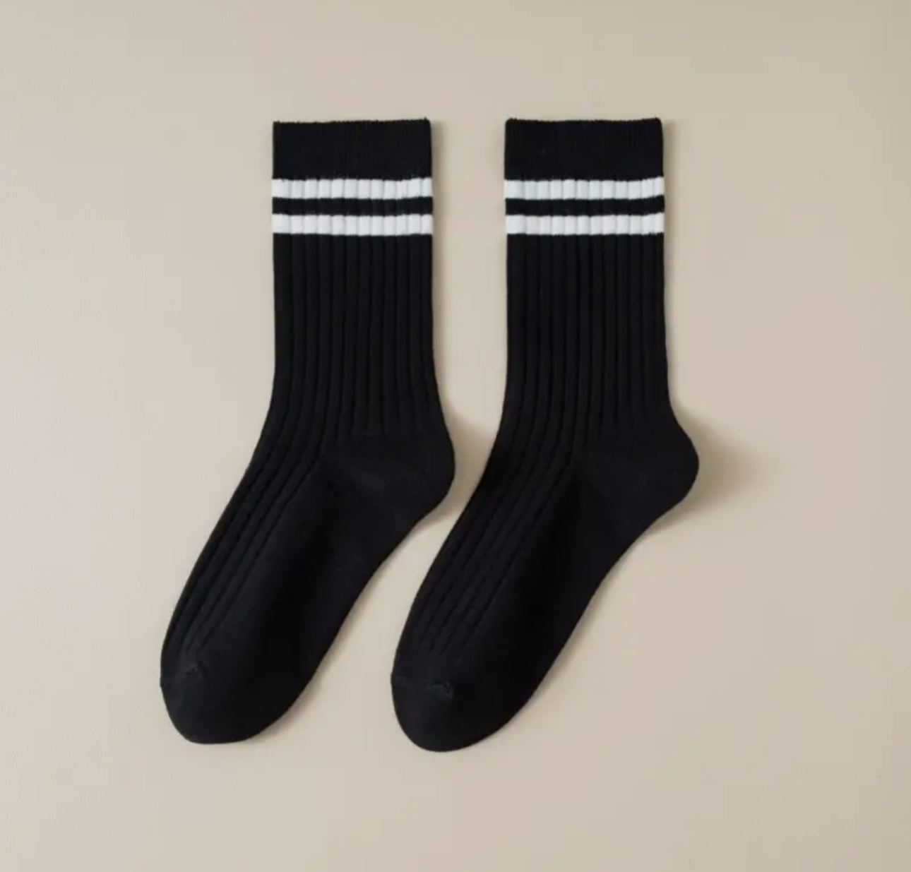 Stripe Half Crew Black Socks
