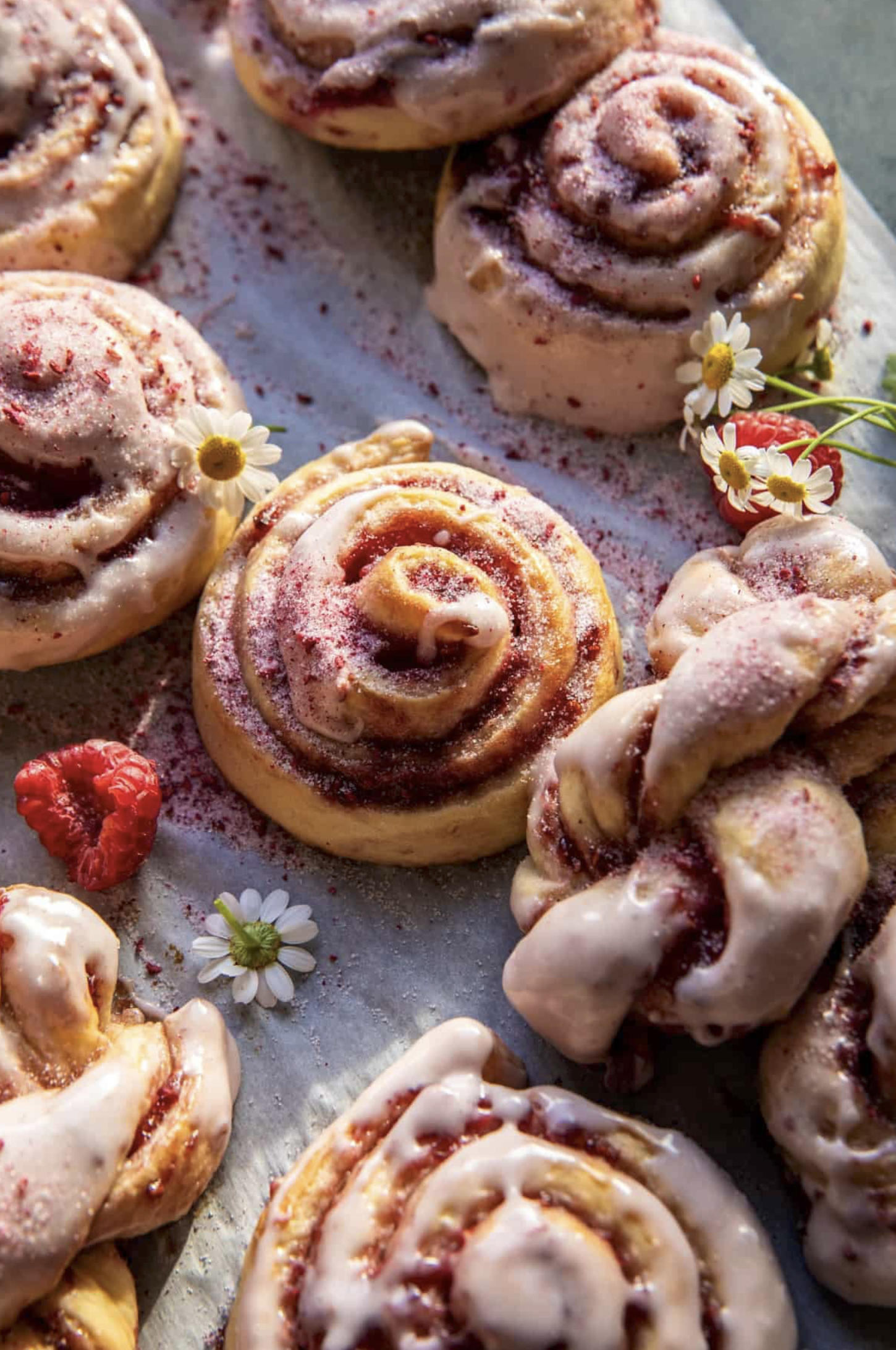 Iced Raspberry Honey Sweet Rolls