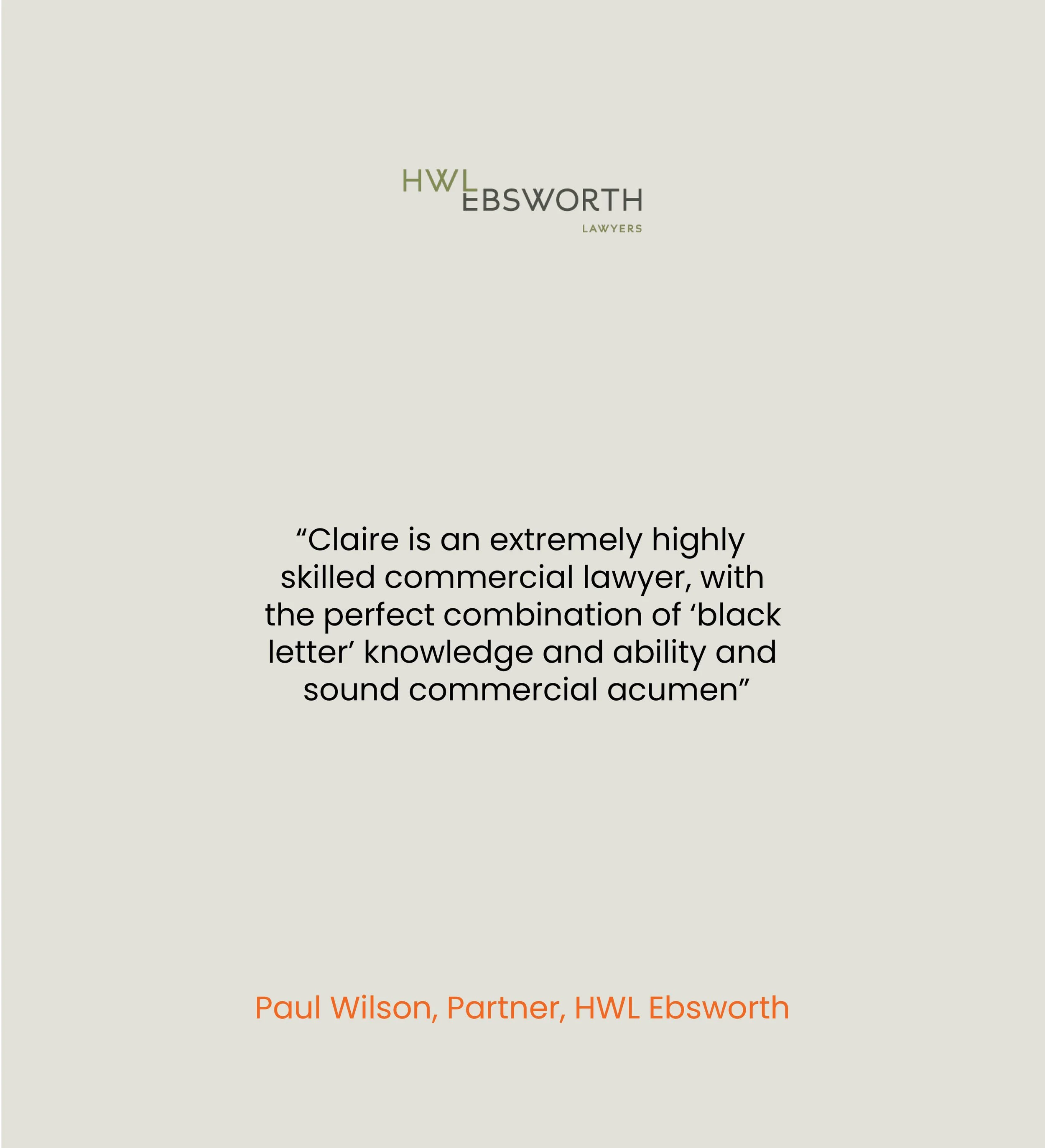 Testimonial HWL Ebsworth Lawyers