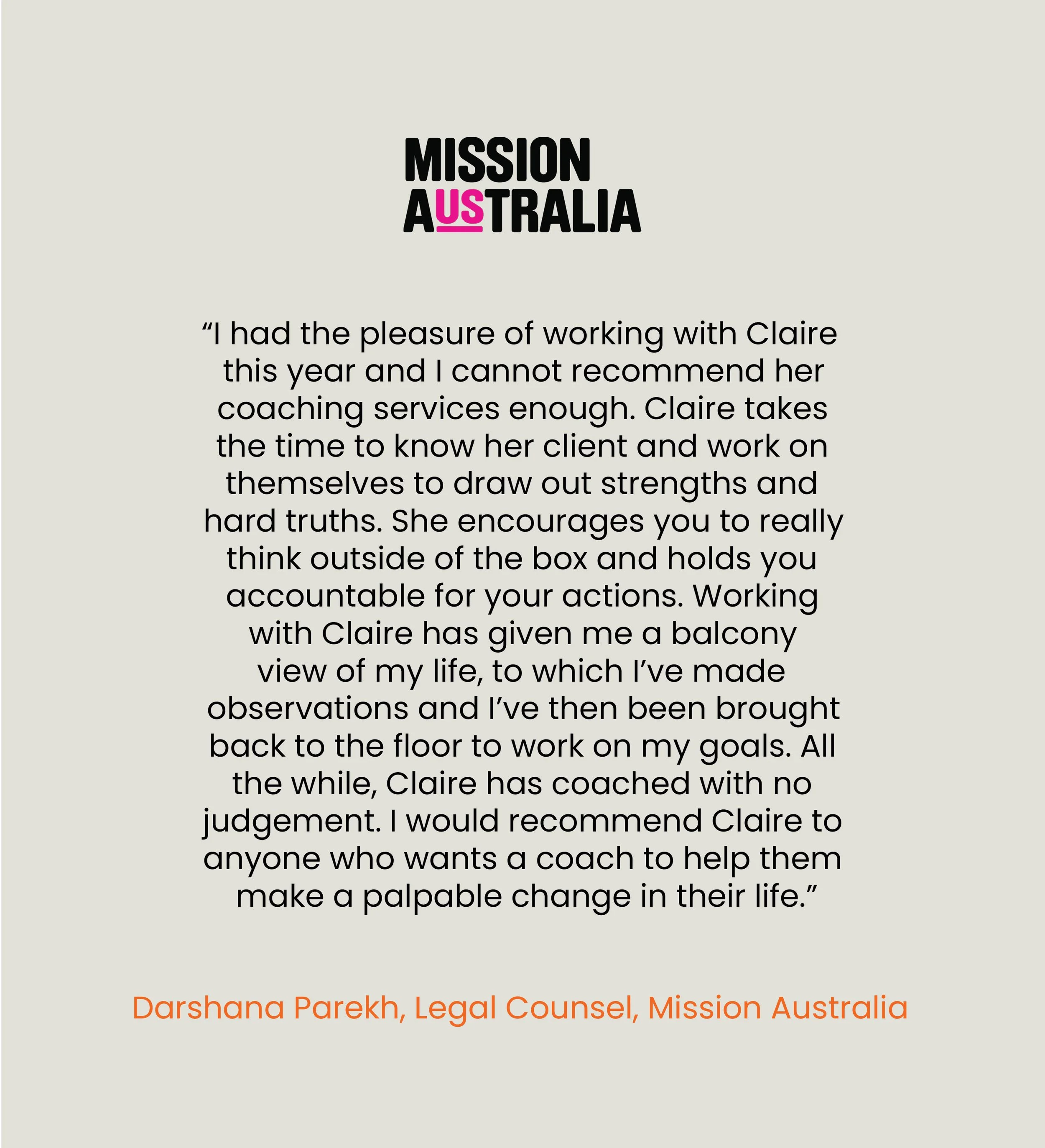 Testimonial Mission Australia