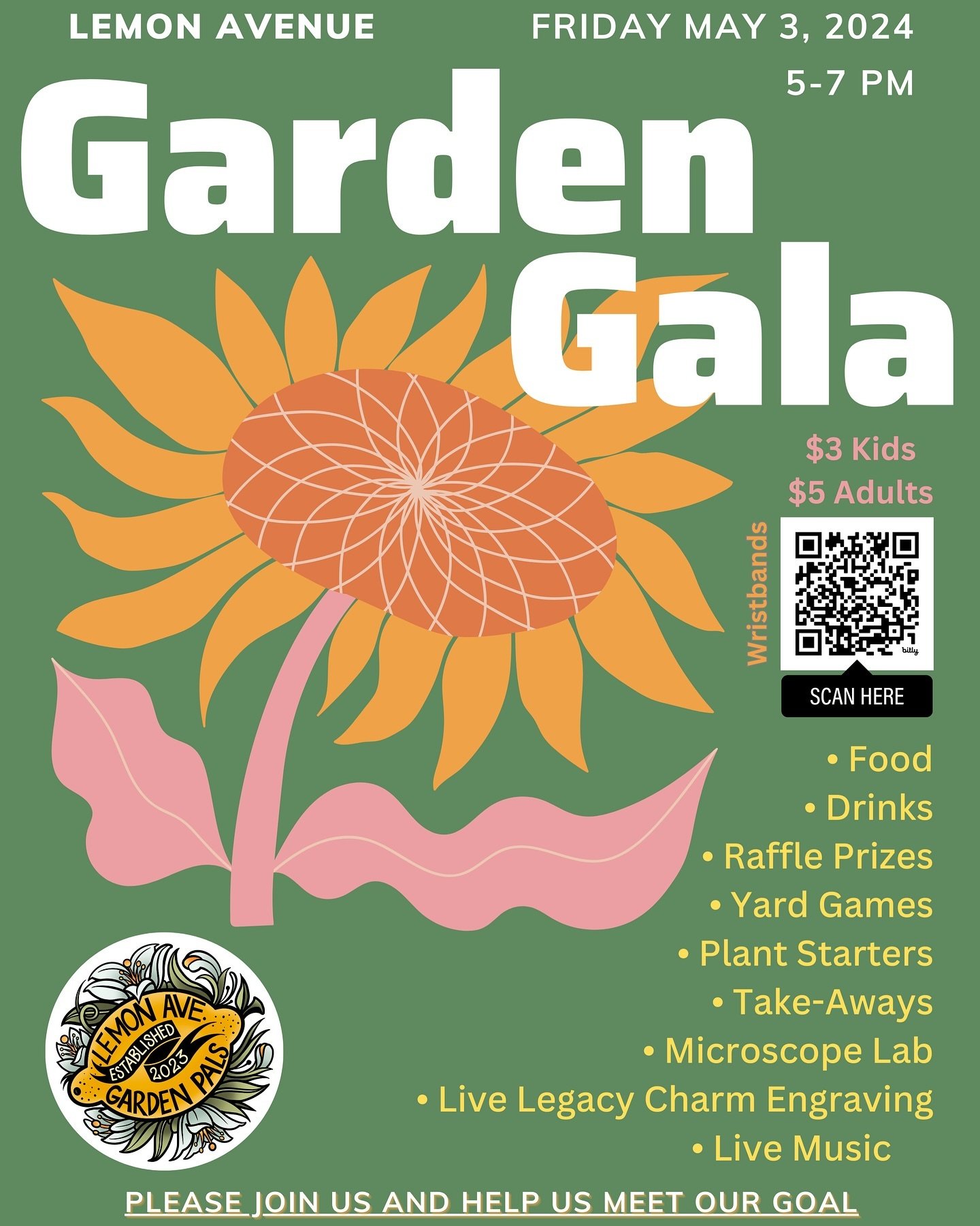 🌱 Come join us for our Spring Garden Gala Event 🎶 Friday May 3rd 5pm - 7pm 🎉 
Enjoy Ms. Angela&rsquo;s famous Indian Dal recipe. We will have live steel drum musician, lawn games, live legacy charm engraving, plant starters, a microscope lab, take