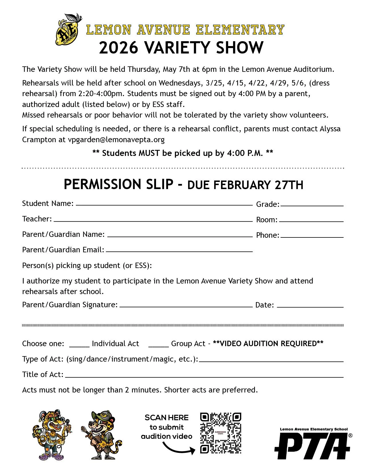 Variety Show Audition Submissions