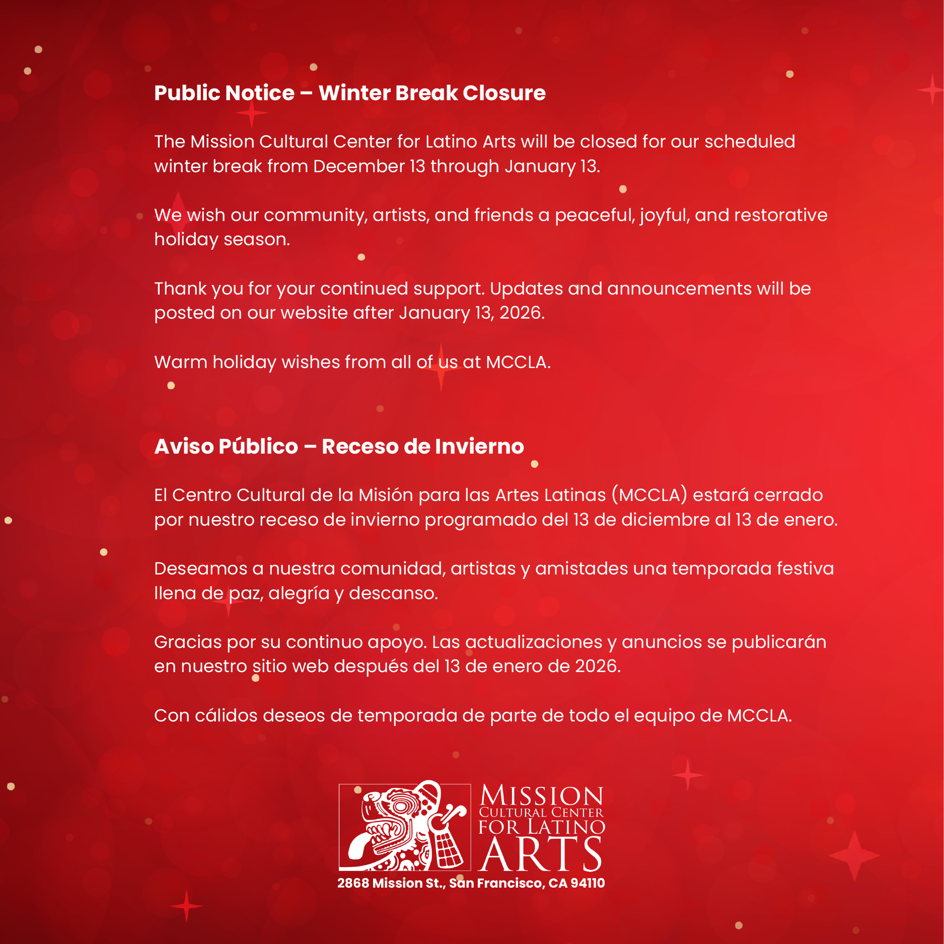 Public Notice - Winter Break