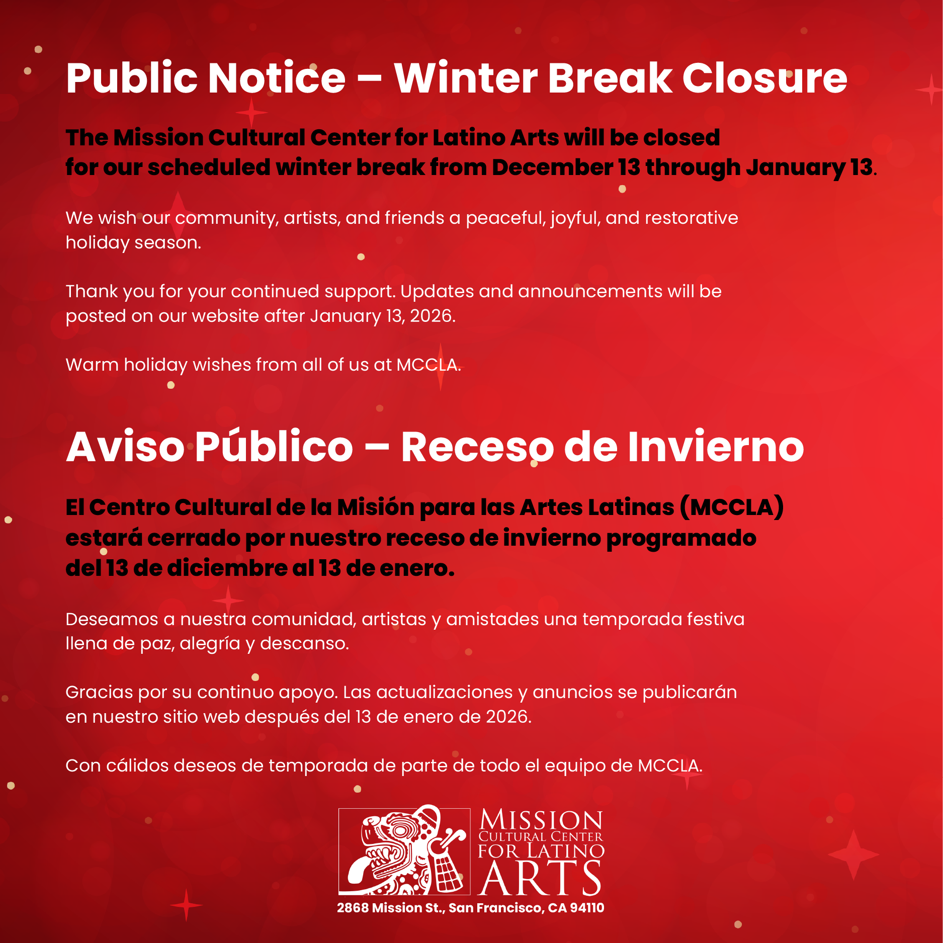 Public Notices - Winter Break