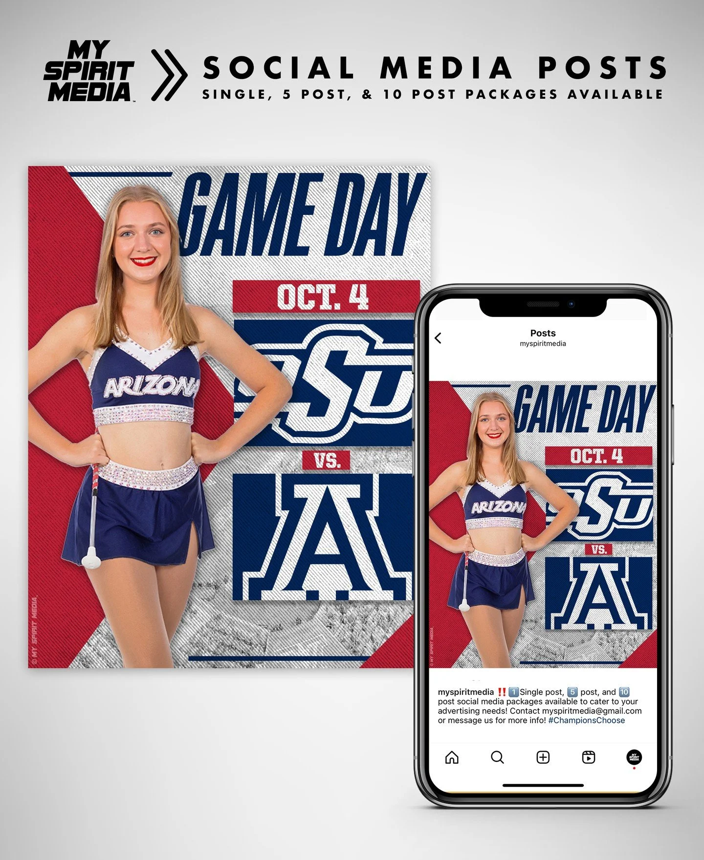 1️⃣Single post, 5️⃣ post, and 🔟 post social media packages available to cater to your advertising needs! Contact myspiritmedia@gmail.com or message us for more info! #ChampionsChoose