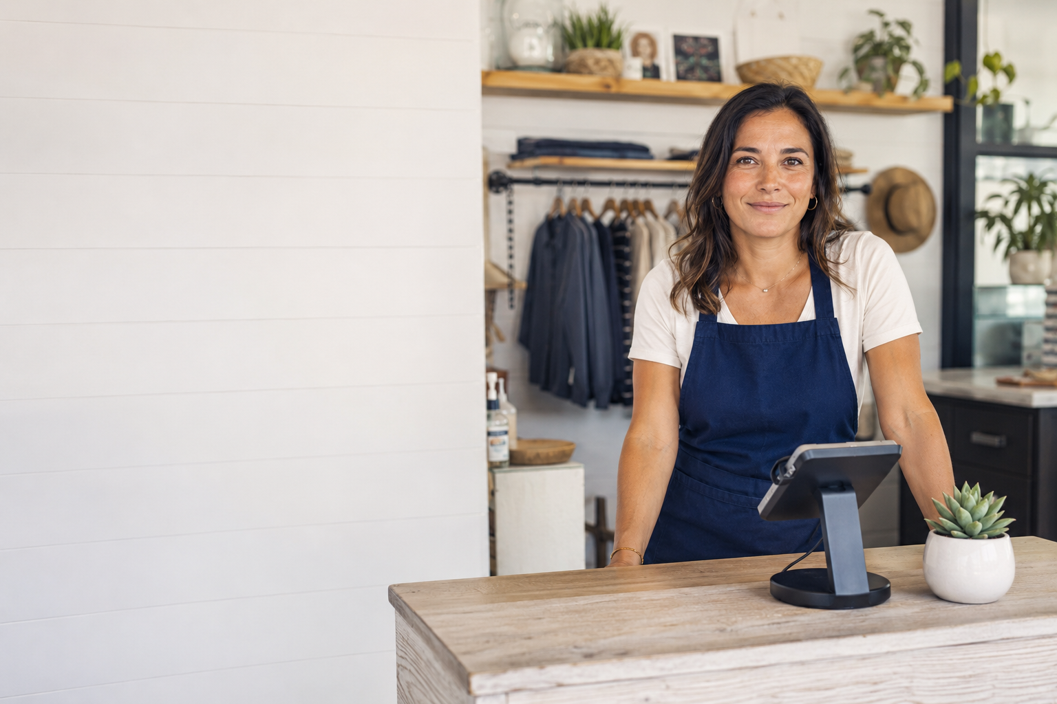 Local South Bay business owner accepting a customer card payment with personal payment processing support