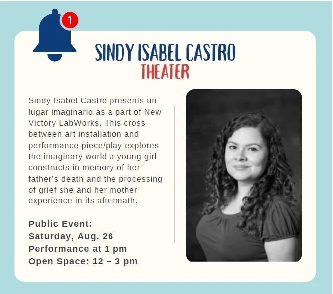 There will be a sharing of an updated version of my LabWorks @newvictorytheater piece "un lugar imaginario to meet a loved one" at @governorsisland Sat Aug 26 at 1pm as part of my artist in residence through @artsconnection. Come by to enga