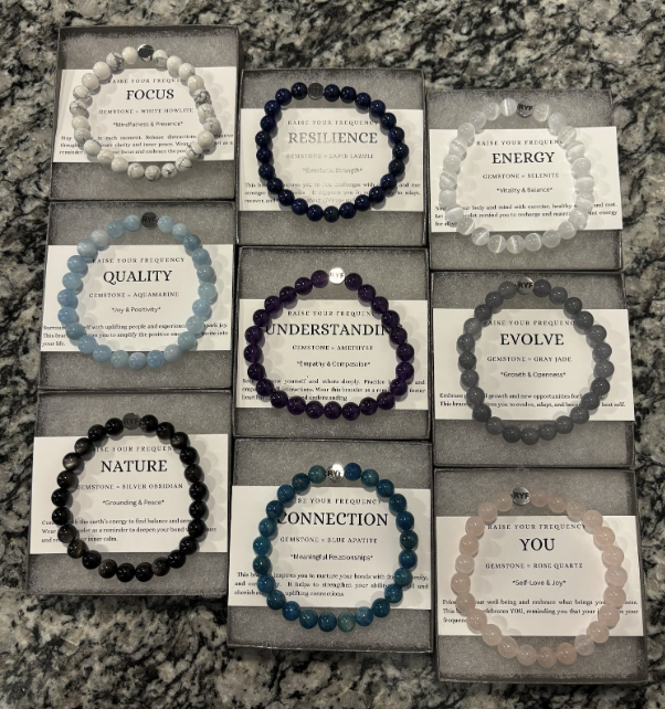Collection of Raise Your Frequency bracelets