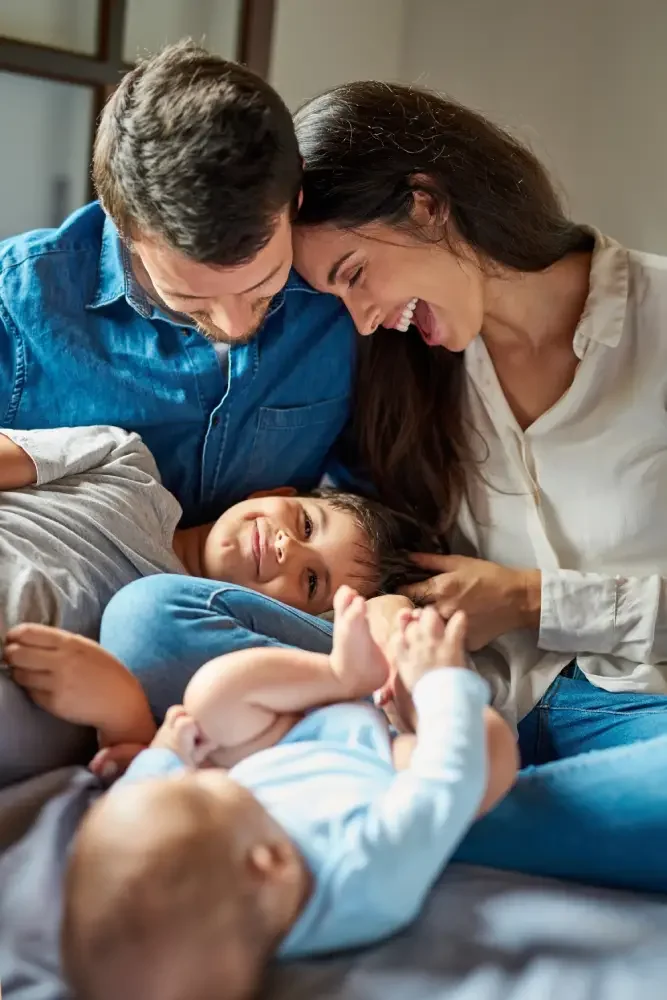 Family practicing healthy communication and connection