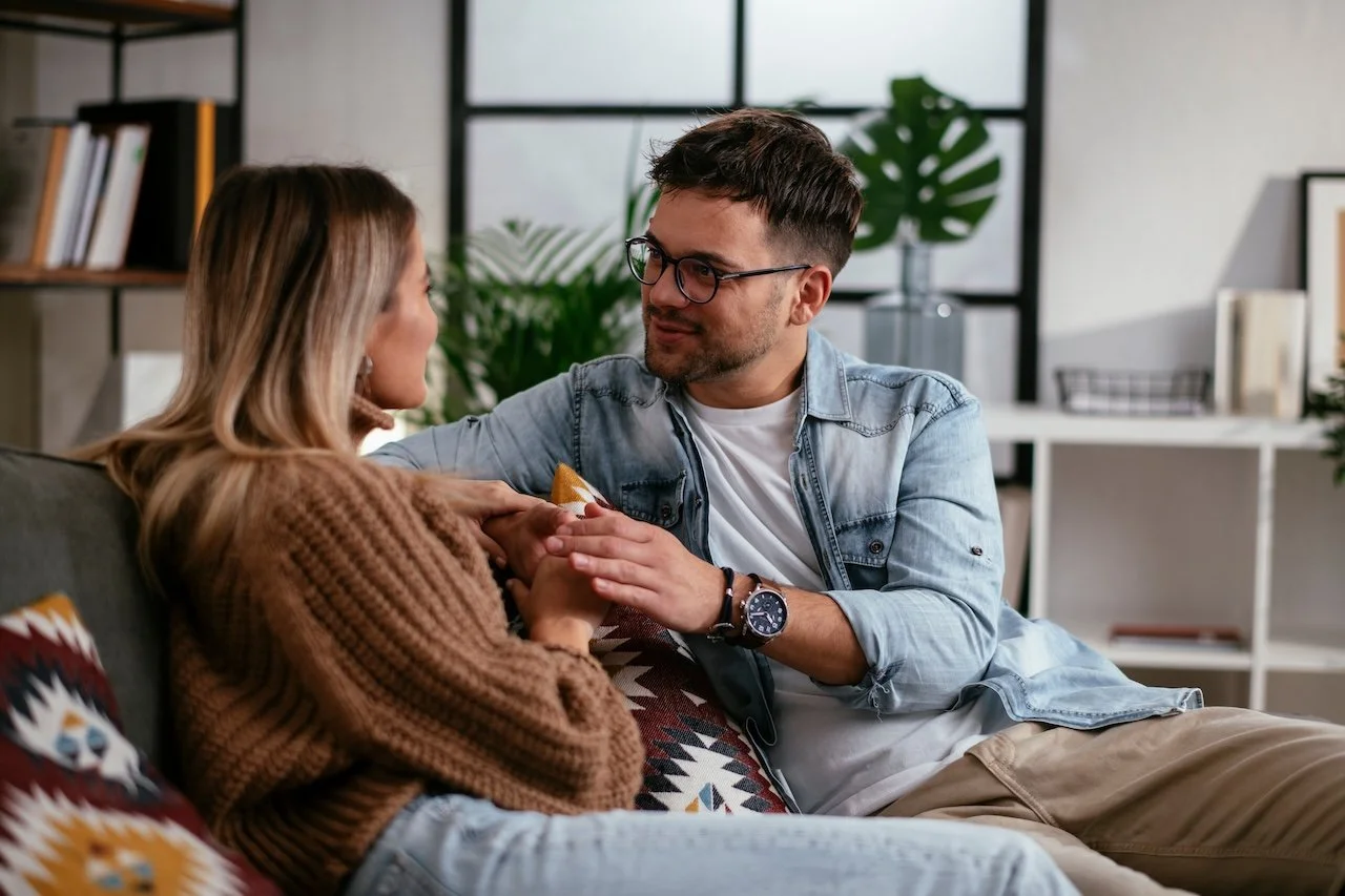 Couple having an intentional conversation during premarital counseling in Phoenix AZ