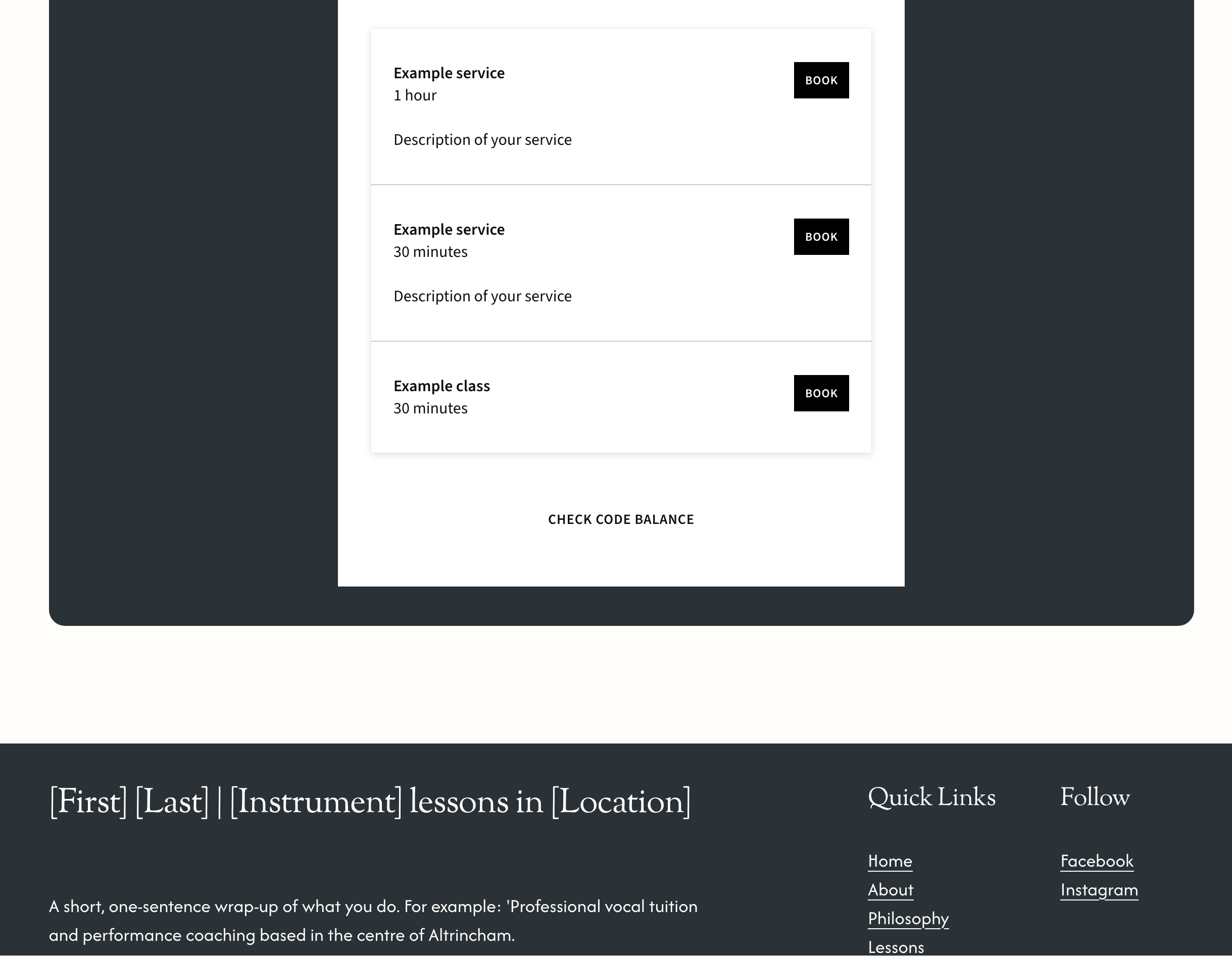 Desktop mockup of the Musician's Mini-Site Squarespace template featuring professional portraits of a soprano.