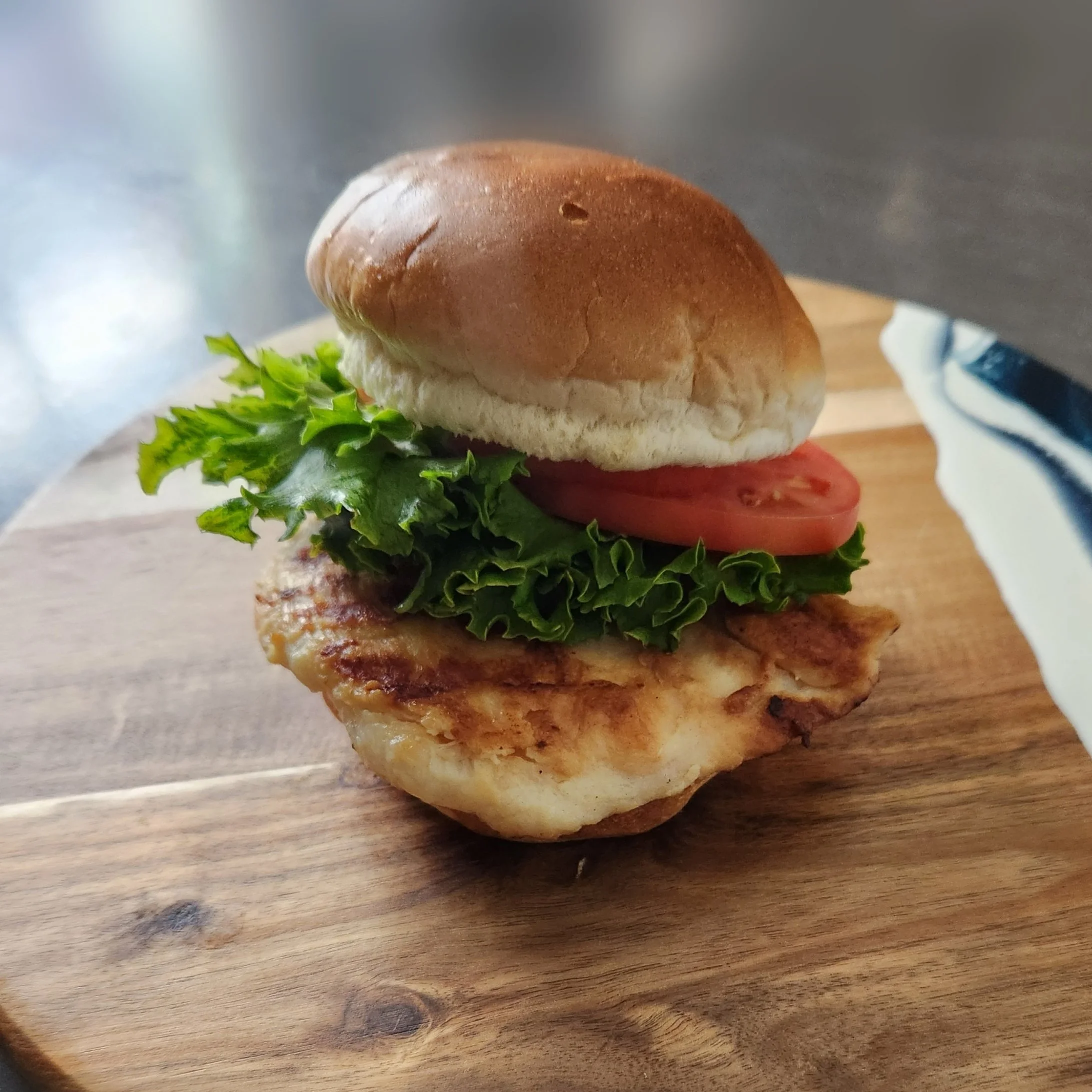 Chicken sandwich: 5 oz tender grilled chicken breast.