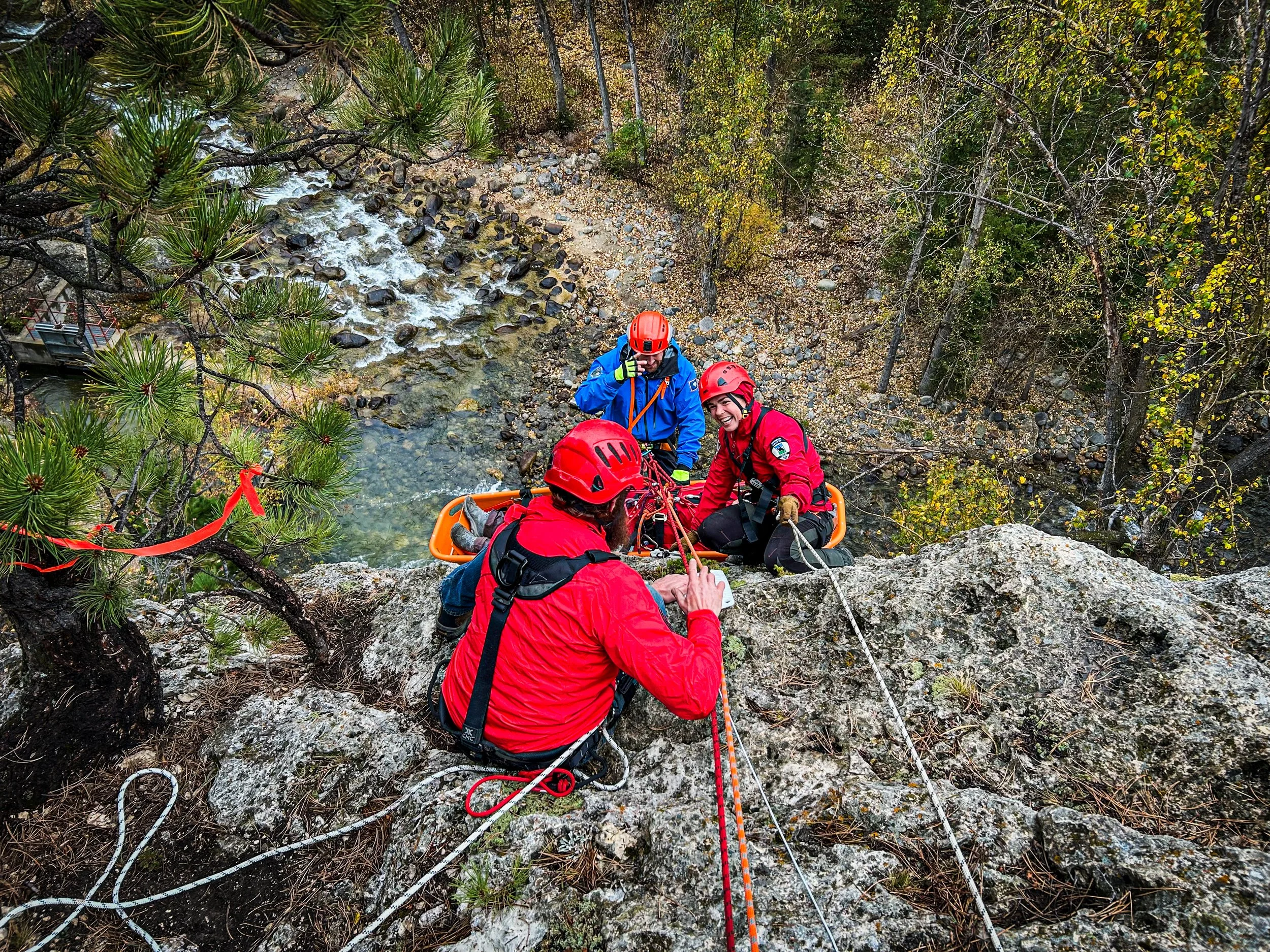 Search and Rescue Technical Rope Rescuers train in High Angle Rescue