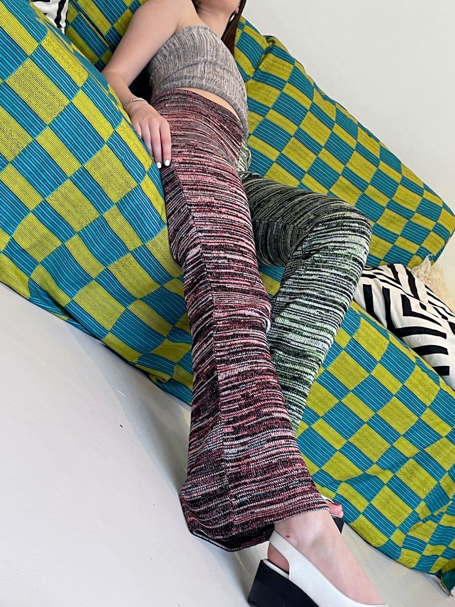 Funky Knit Pants in Pink and Green