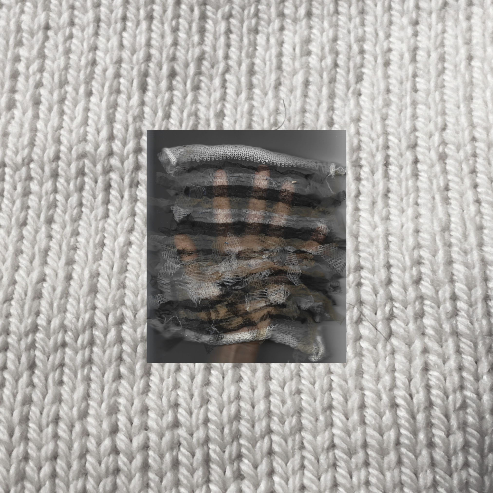 A hand holding a packet of dried fish in front of a white textured background.