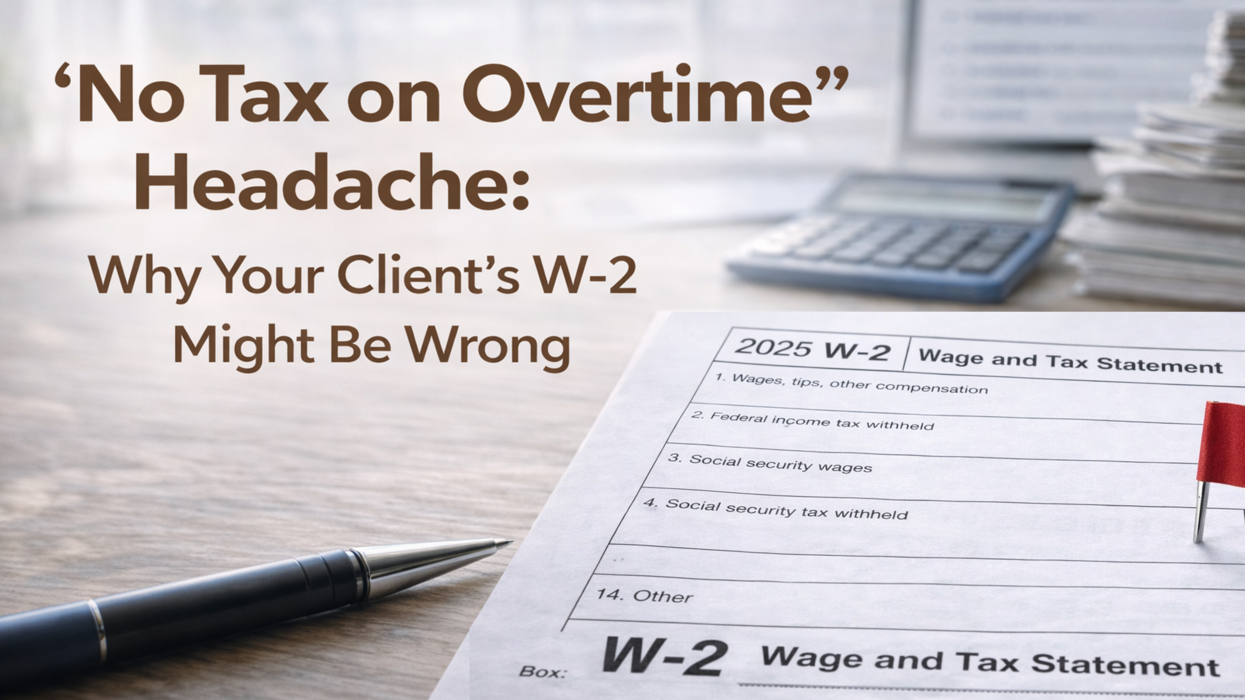 The "No Tax on Overtime" Headache: Why Your Client’s W-2 Might Be Wrong
