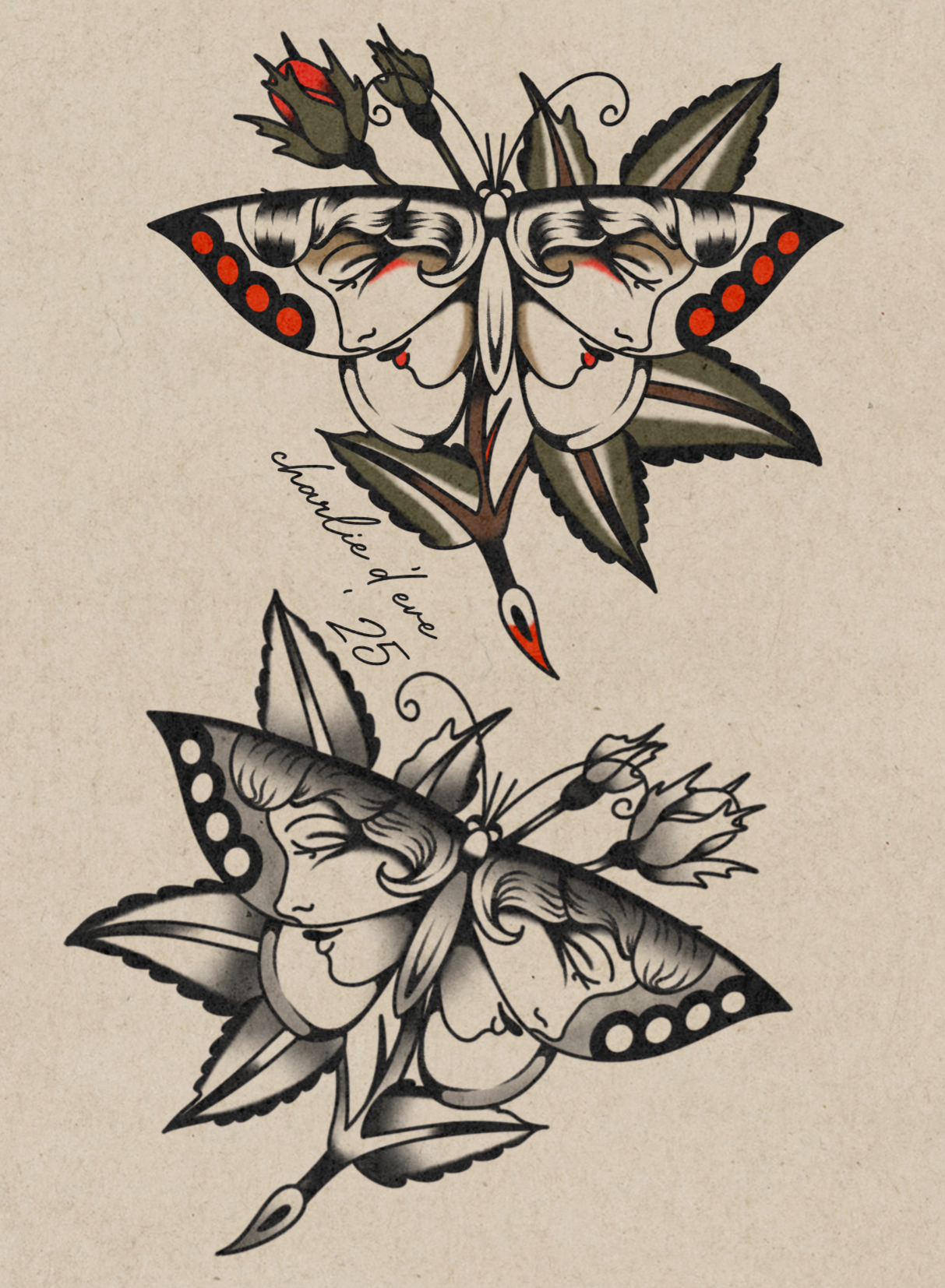 Two face butterfly; 4.75" minimum