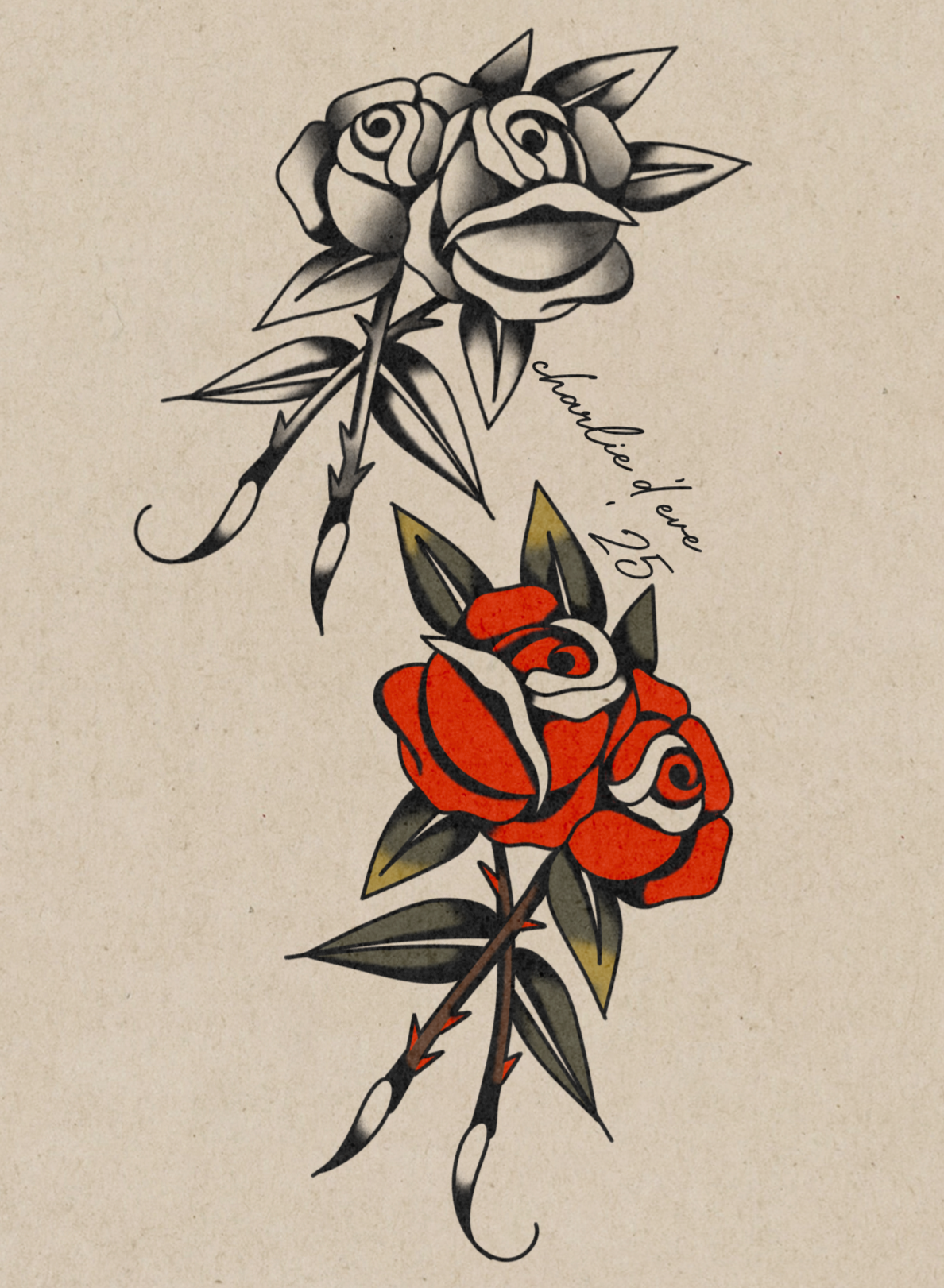 double rose; 5” minimum