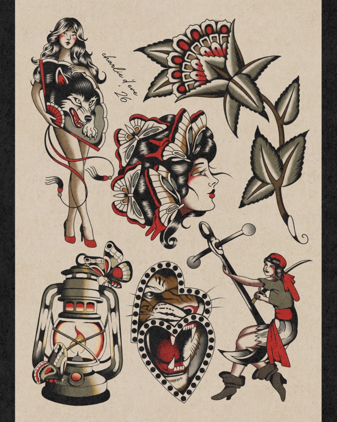 latest available flash designs for your next tattoo. slide for minimum sizing, and black &amp; gray versions. only a couple slots left for april. may books will be opening soon ❤️