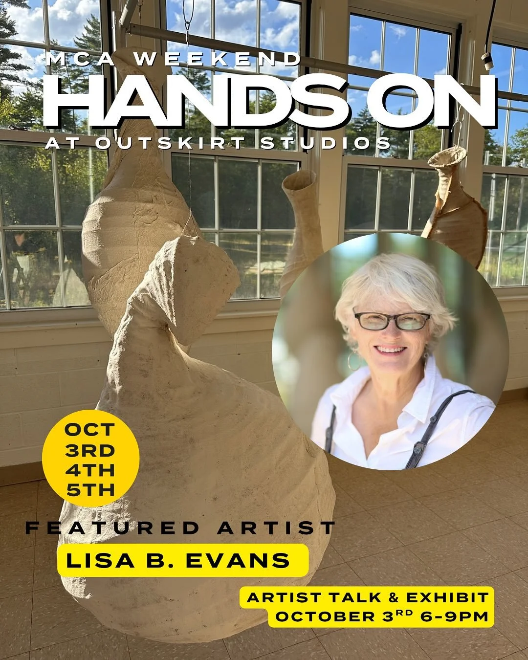 Gearing up for Hands On- MCA weekend, we’re showing off the artists you’ll see at oUTSKIRT Studios October 3rd, 4th and 5th! 
Lisa B Evans is our current artist in residence. Her work explores surreal sculptural forms that blur the line