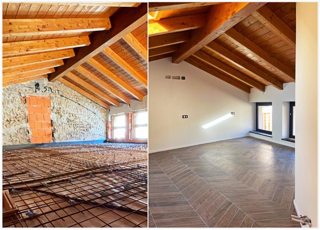 Pavimentazione sottotetto Prima/Dopo