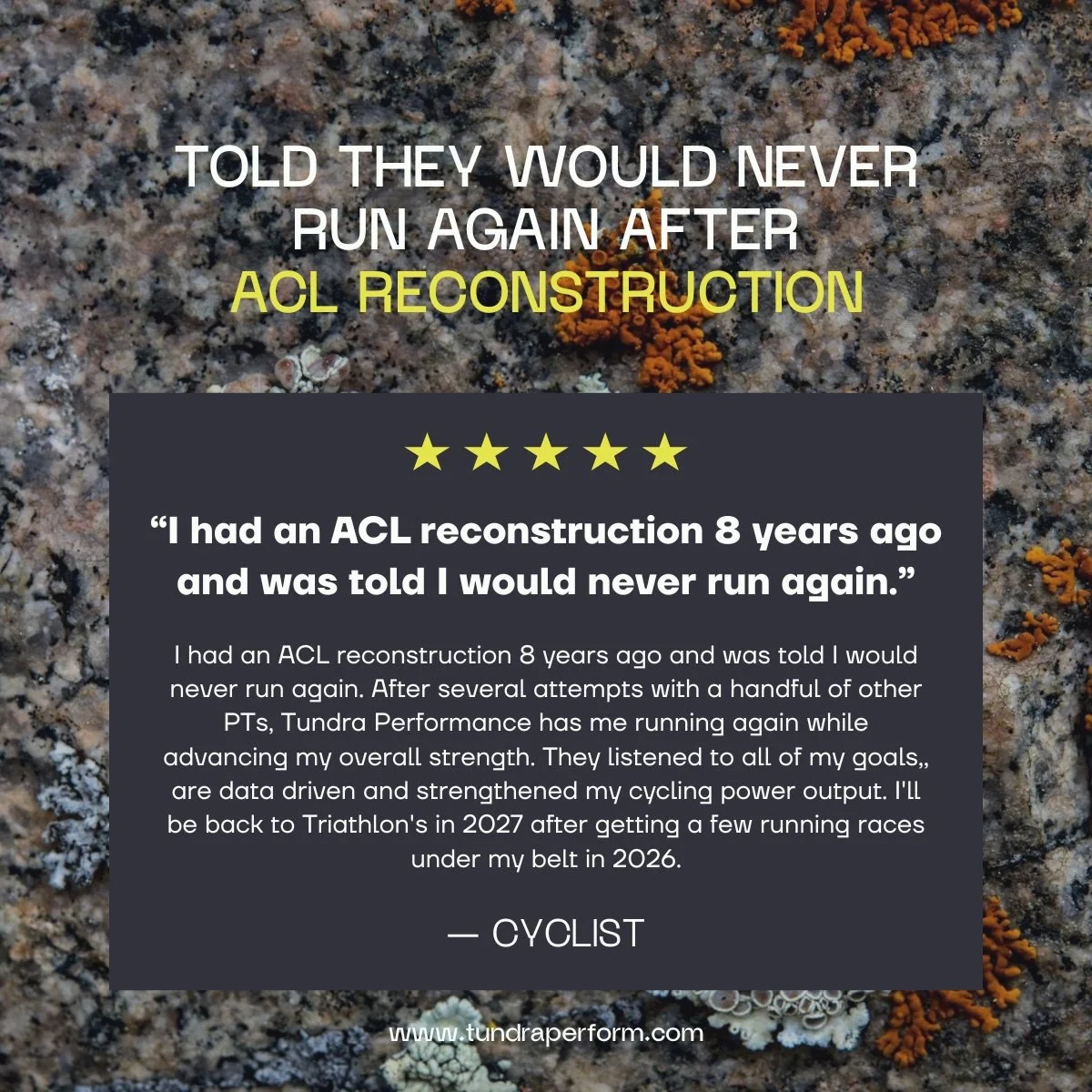 Eight years of being told they wouldn&rsquo;t get back to running.

And now&hellip;&hellip;.

We are so back!

We&rsquo;re honored to be part of the journey back to triathlon racing.

If you have a goal, we want to help you get there.

#aclrecovery #