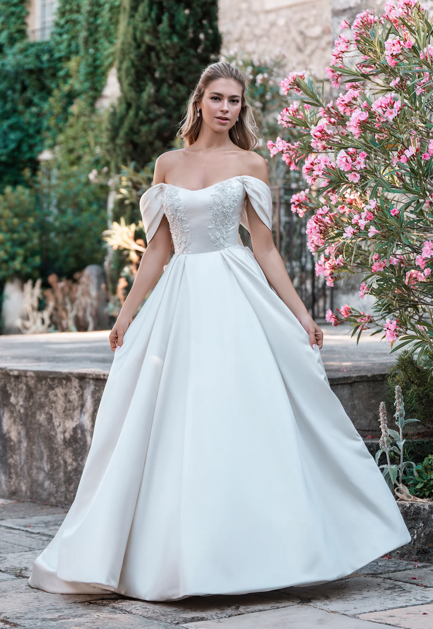 Allure Bridal-A1321-off shoulder satin a-line dress.jpg