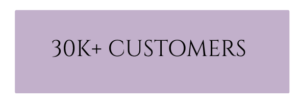 Purple rectangular banner with black text saying '30K+ CUSTOMERS'.