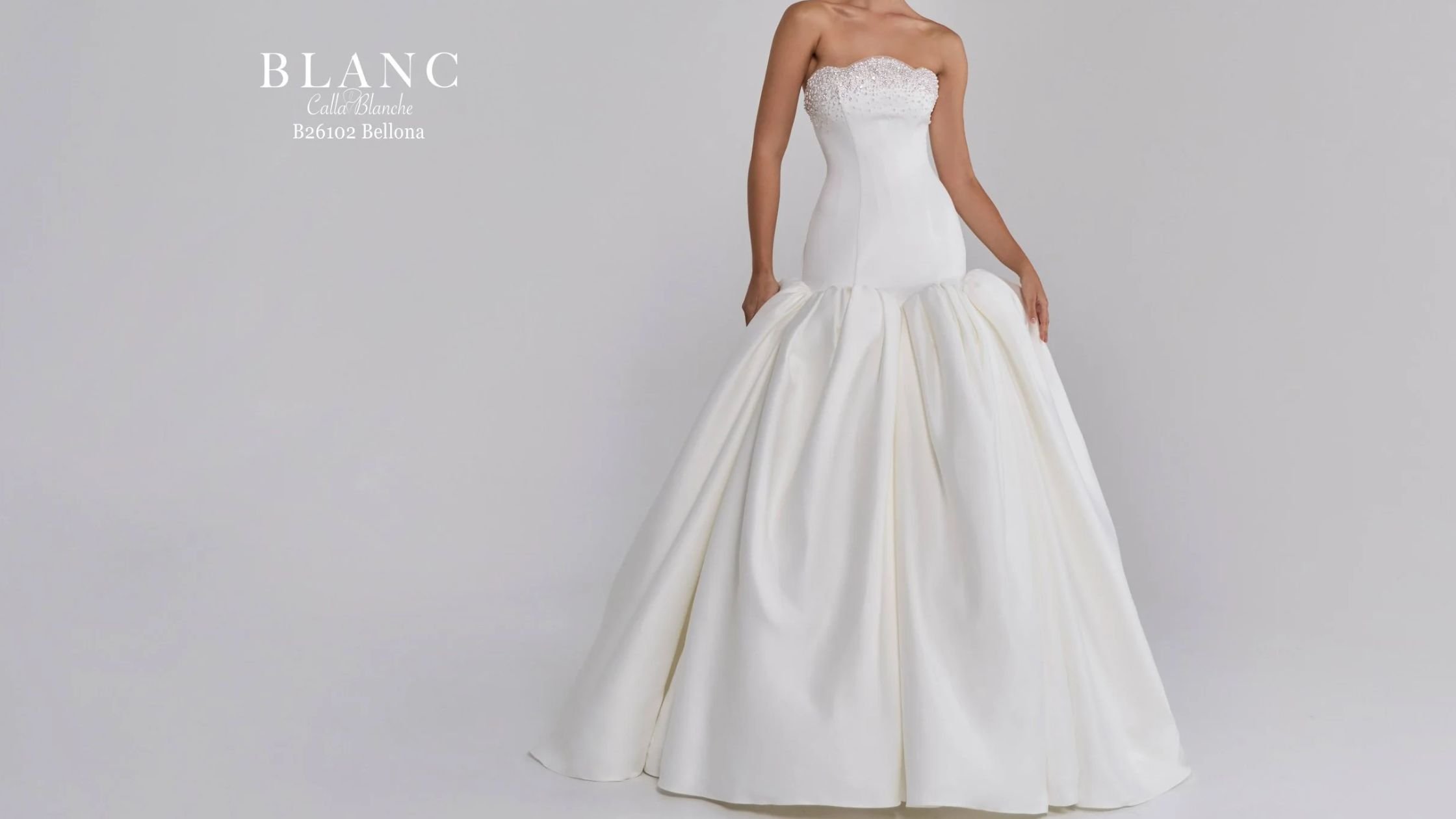 Bride in strapless wedding gown