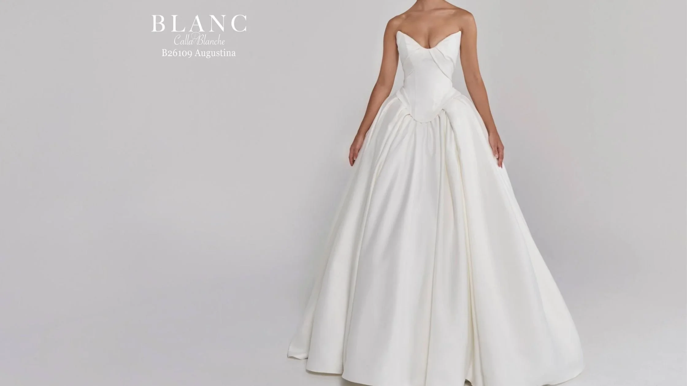 Bride in strapless wedding gown