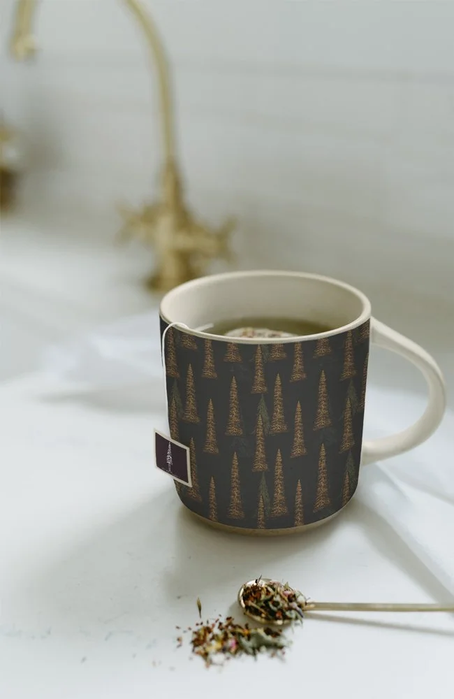 tea mug mockup with a tree design