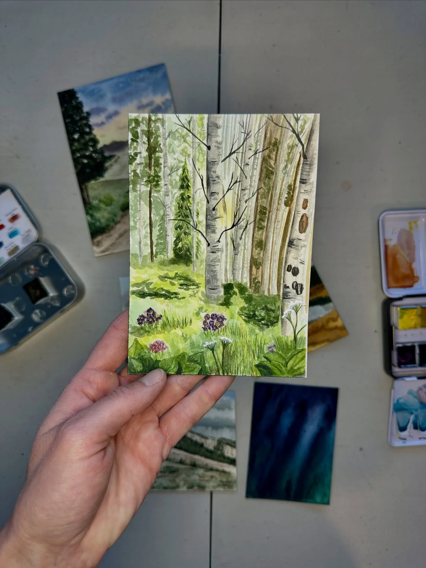 I was photographing work from last month and had to stop and take a moment and enjoy the fact that I finally HAVE work to photograph. After a summer of not being very creative and feeling bad about it, I am finally painting again. Not every day, but 