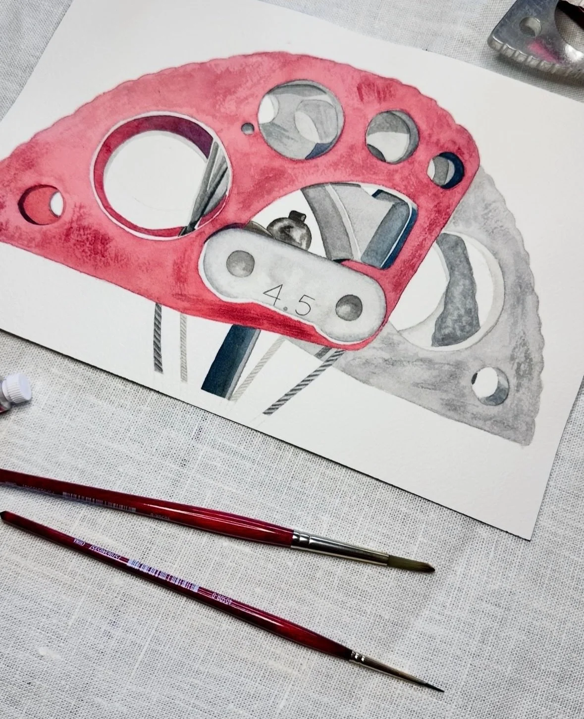 #throwback Did you know I also paint realistically? I did these climbing gear studies a while ago (I rock climb) and still have dreams of doing large scale realistic paintings of different gear. Hasn&rsquo;t happened yet though.