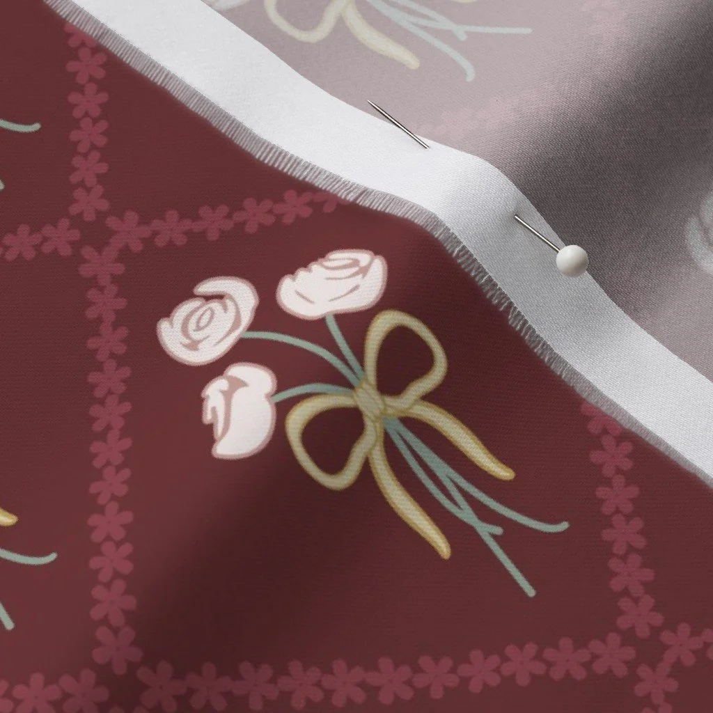 red fabric with pink roses