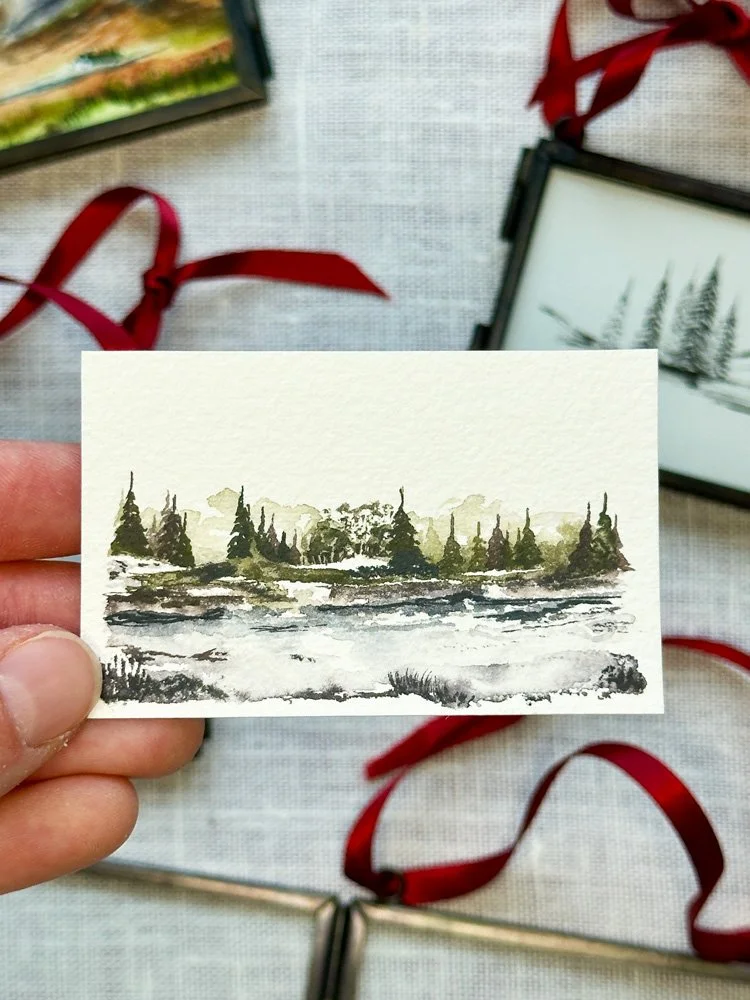 close up image of a tiny watercolor painting