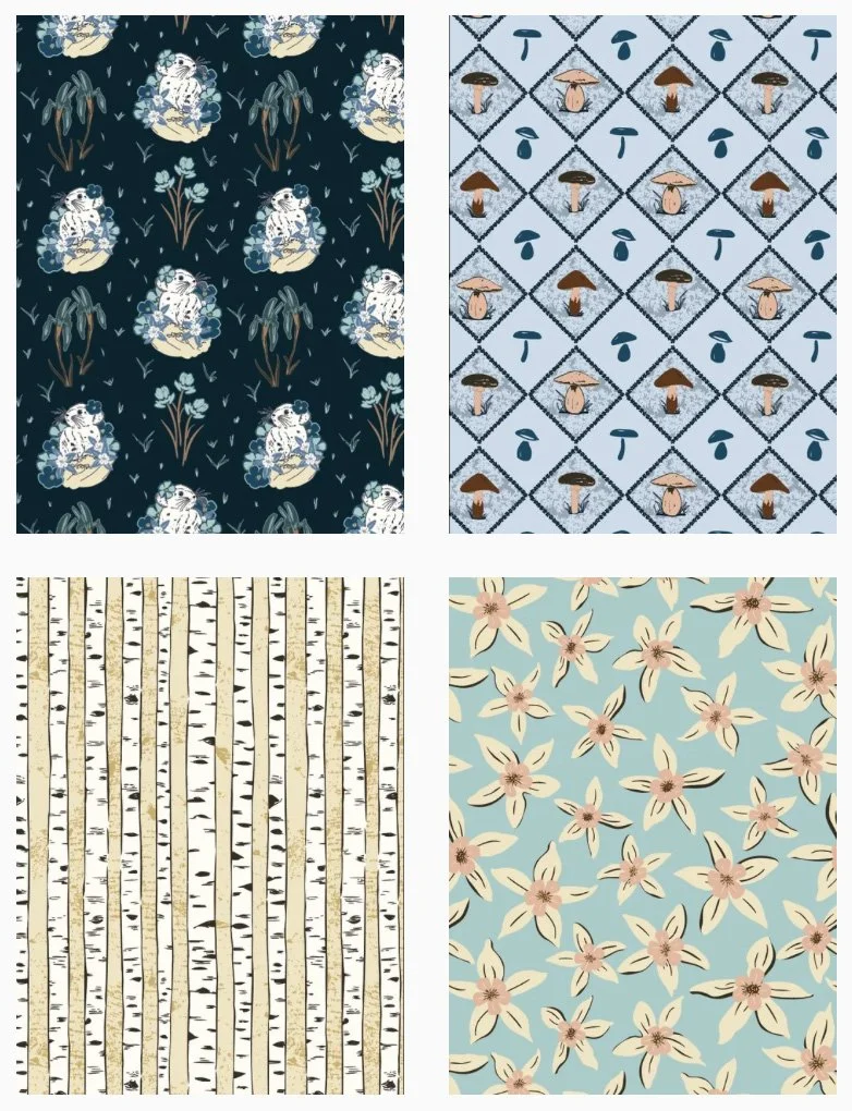 set of four patterns in a grid