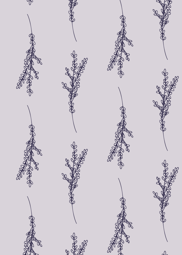 Pattern of herb sprigs in lavender,