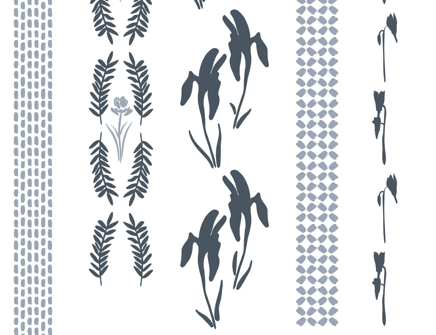 A stripe pattern featuring flowers and abstract elements.