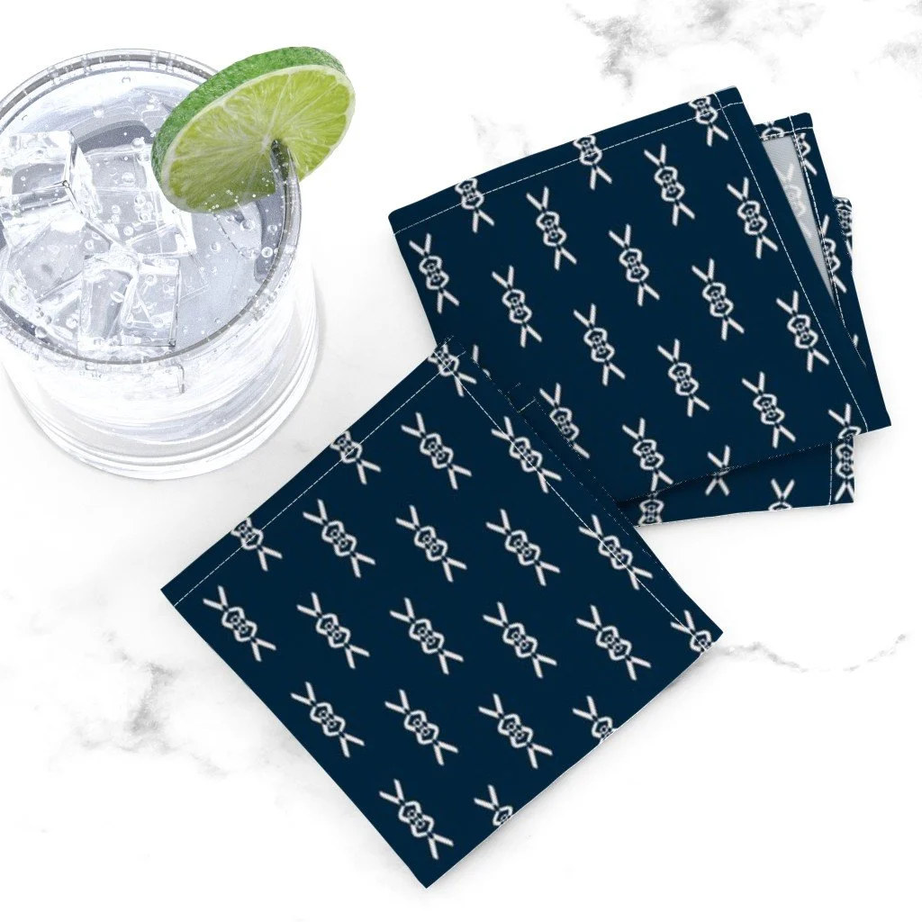 cocktail napkin featuring a geometric design.