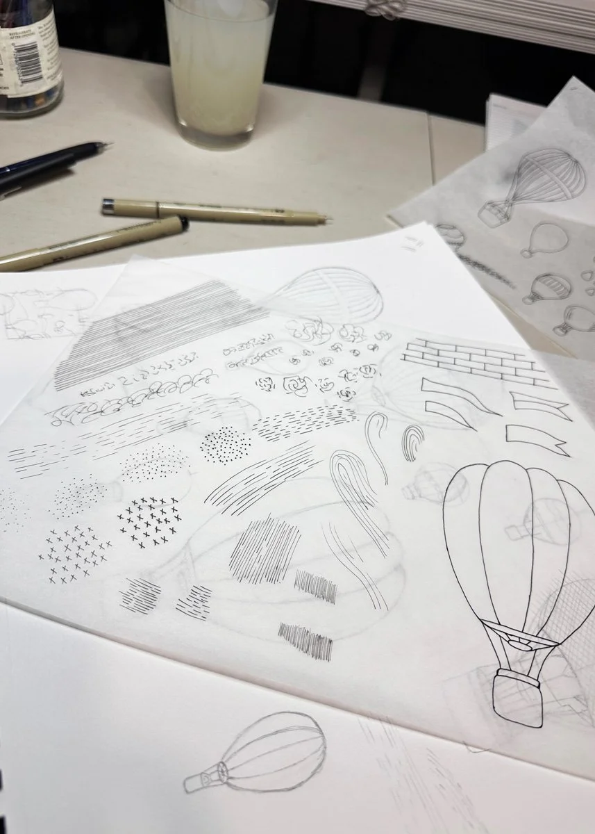 hot air balloon drawings