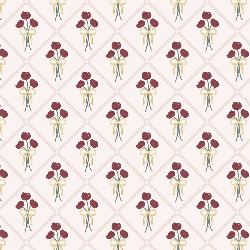 a half drop rose pattern with a diamond lattice