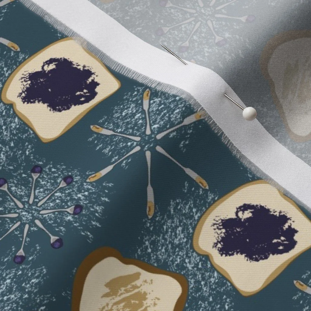 Fabric mockup of jam and toast.