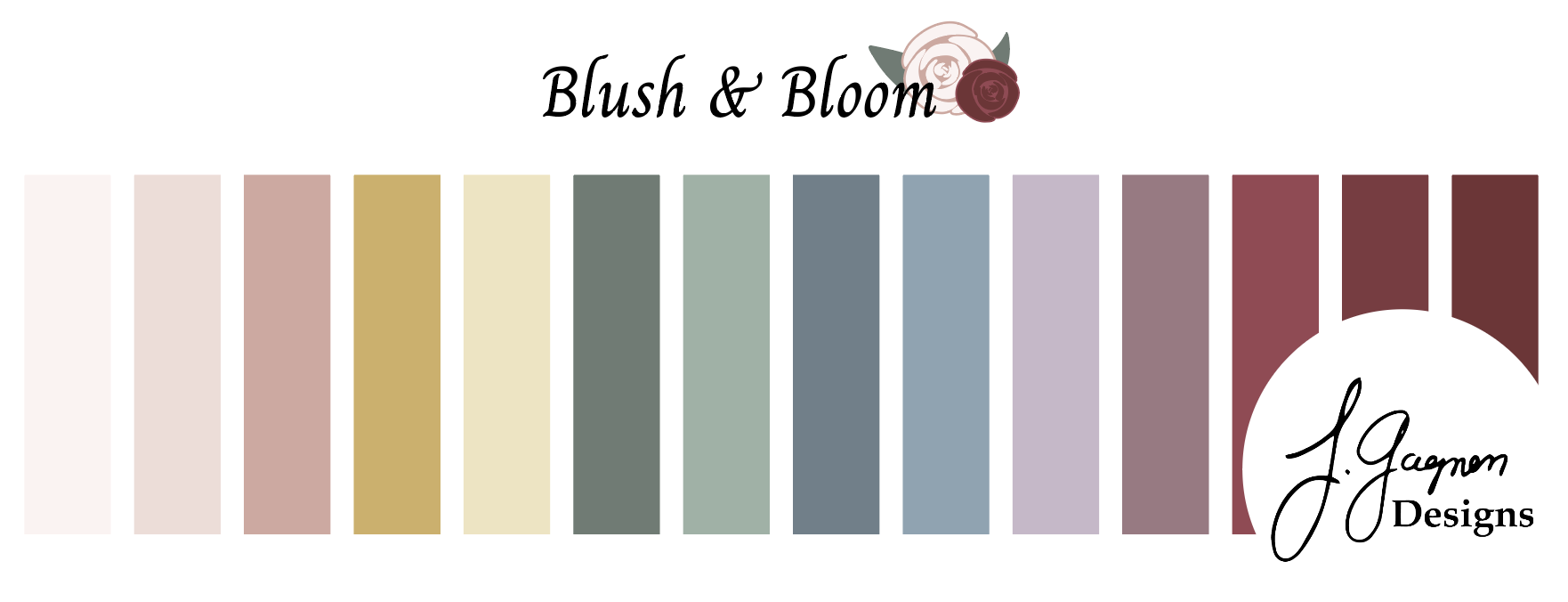 a color paletter including pinks, greens, blues, purples, and reds