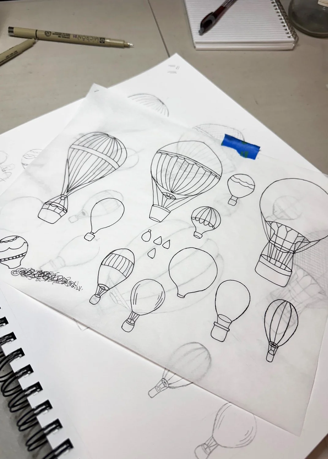 hot air ballon drawing