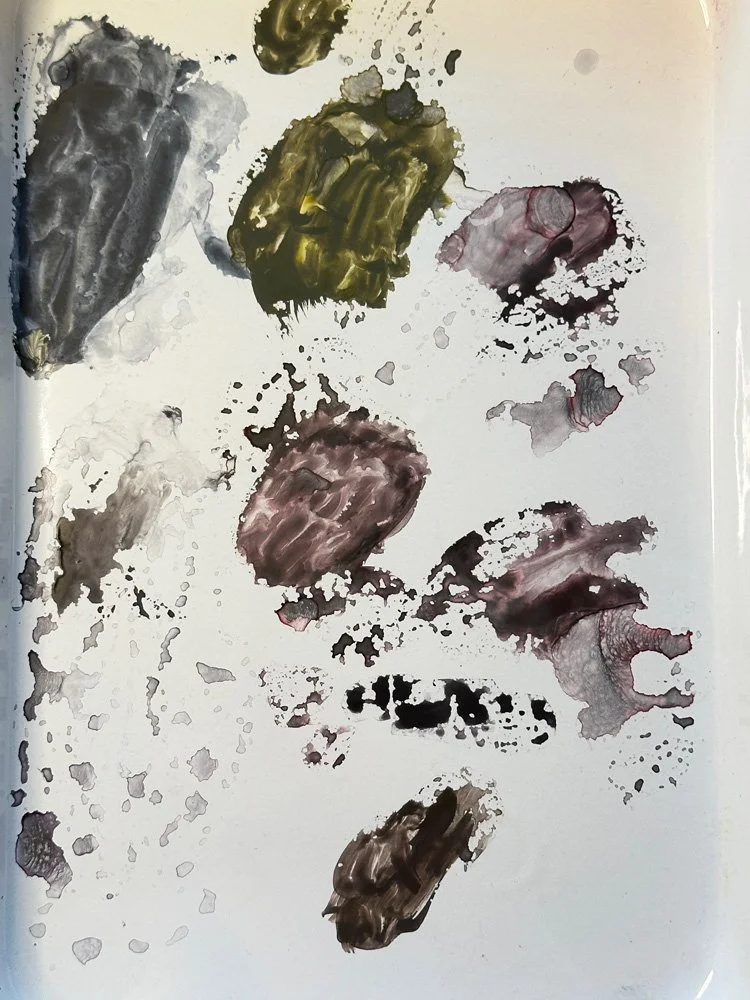 butcher tray painting palette with graphite colors