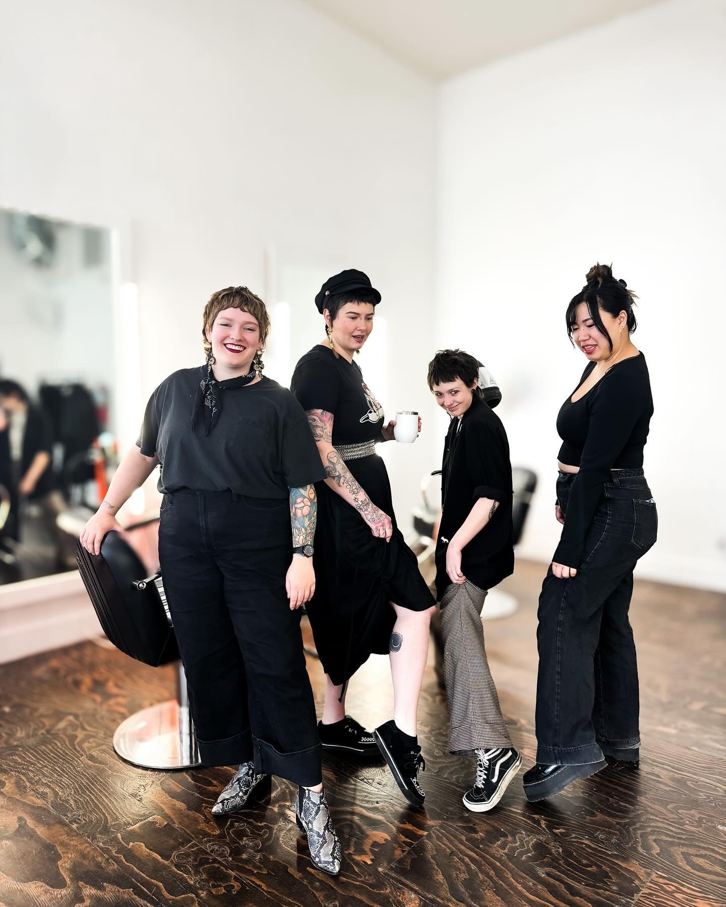 We are hairdressers, of course we dress in all black.
Completely unplanned mostly all black wardrobe day at POp . 

(509)443-5353 for bookings 
#houseofpop #thehouseofpop #salon #spokane #spokanesalon #spokanehairstylist #allarewelcome #genderneutral