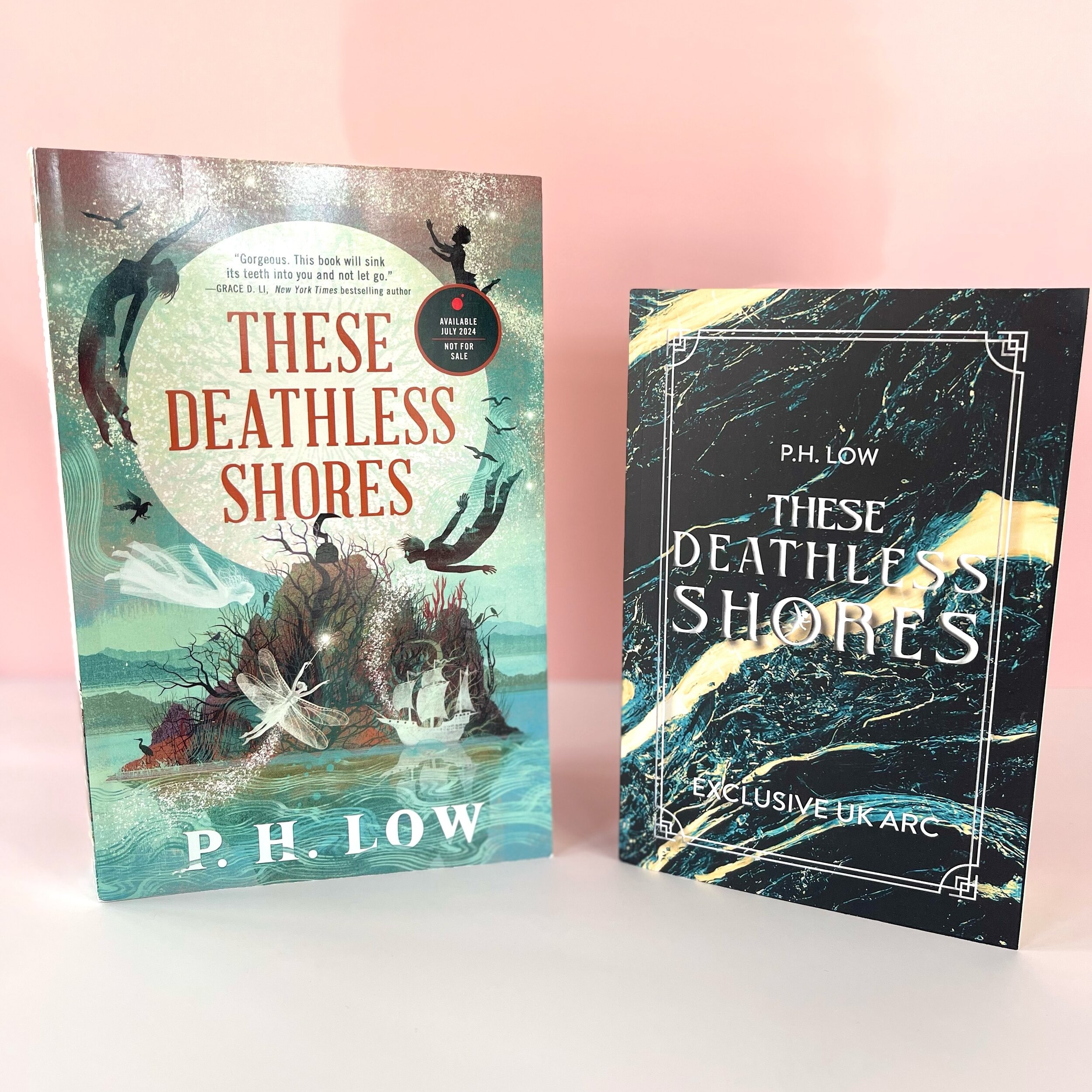 When the US and UK ARCS come in on the same day! 😍

So excited for these copies of @_lowph&rsquo;s forthcoming Captain Hook origin story, THESE DEATHLESS SHORES! Available for preorder now! 

&ldquo;Gorgeous and devastating, P. H. Low&rsquo;s debut 