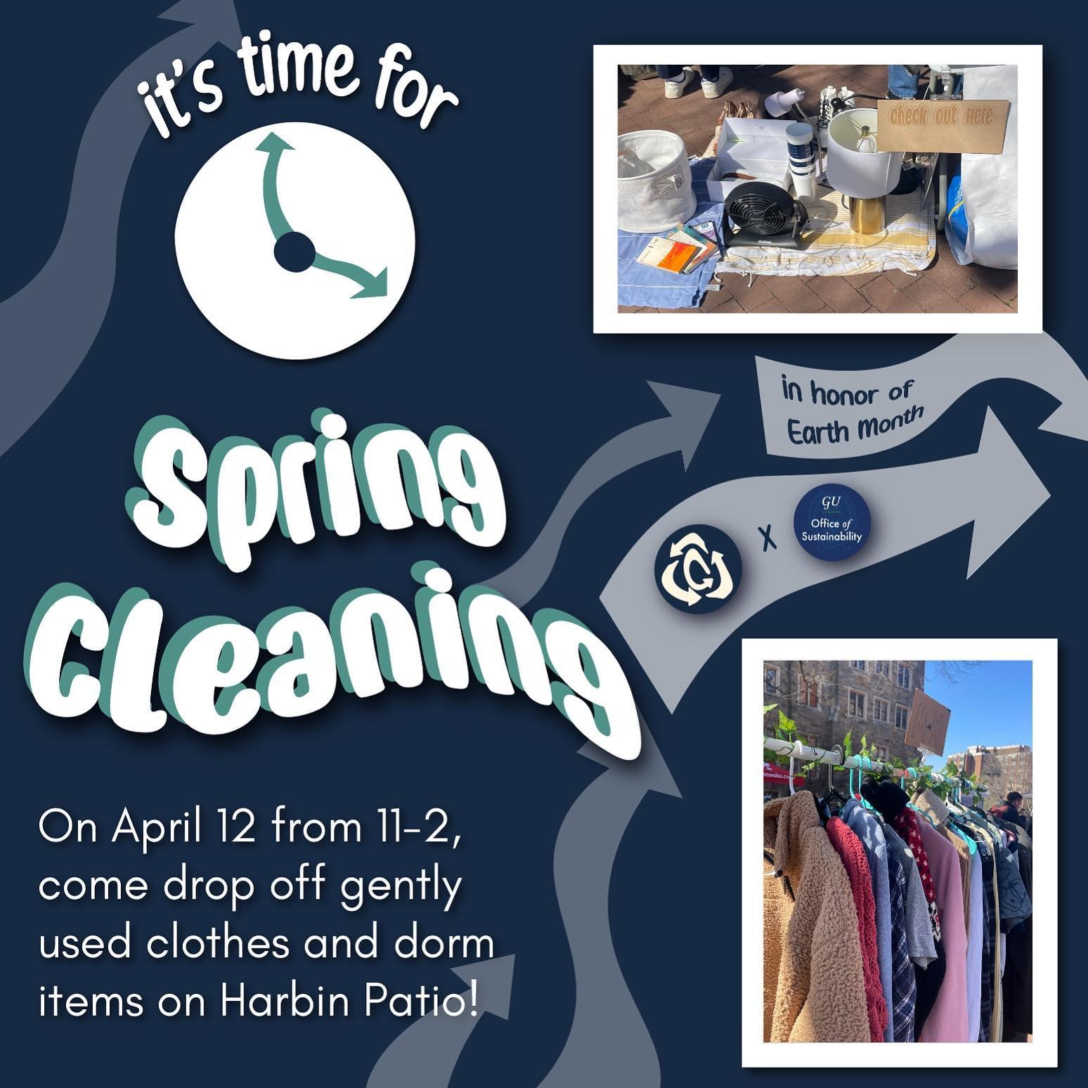 It&rsquo;s looking like spring and you know what that means - time for SPRING CLEANING. Take some time to clear out your closets and dorms before the stress of finals - we&rsquo;ll be collecting your donations at a special drive this Friday on Harbin