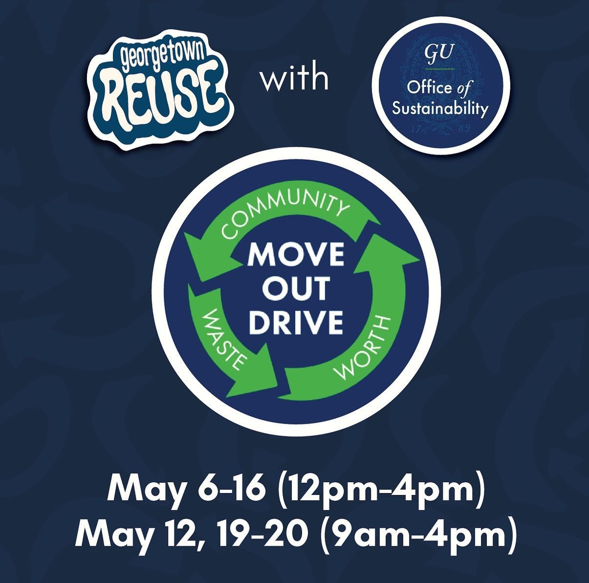 STARTING TODAY! As you clean out your dorms and make your way off campus, be sure to donate any items you no longer need at the Move Out Drive locations around campus. We&rsquo;ll be accepting donations of clothing, dorm materials, appliances, and mo